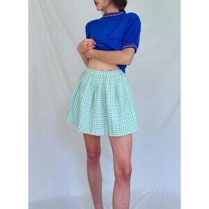 1960s Vintage Tartan Plaid Pleated Wool Mini Skirt: Mod Fashion, 25" XS